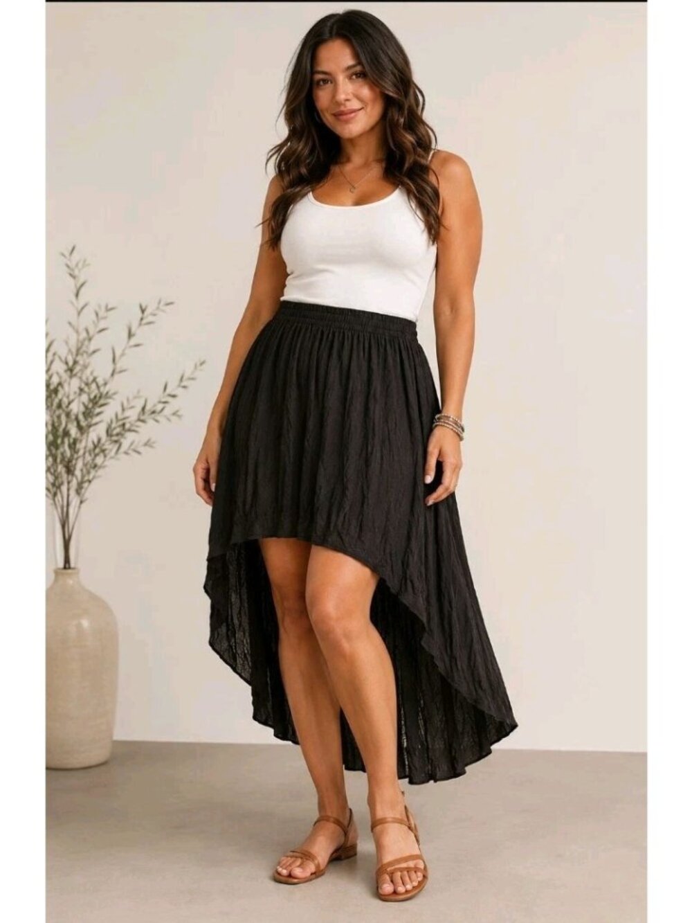 Lot of 3 Crinkle Hi Lo Skirts Sheer Pull On Summer 3XL Black Coral Blue